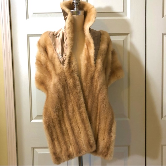 Vintage Joseph Palanker & Sons Adjustable Length Mink Stole Beige - Picture 12 of 16